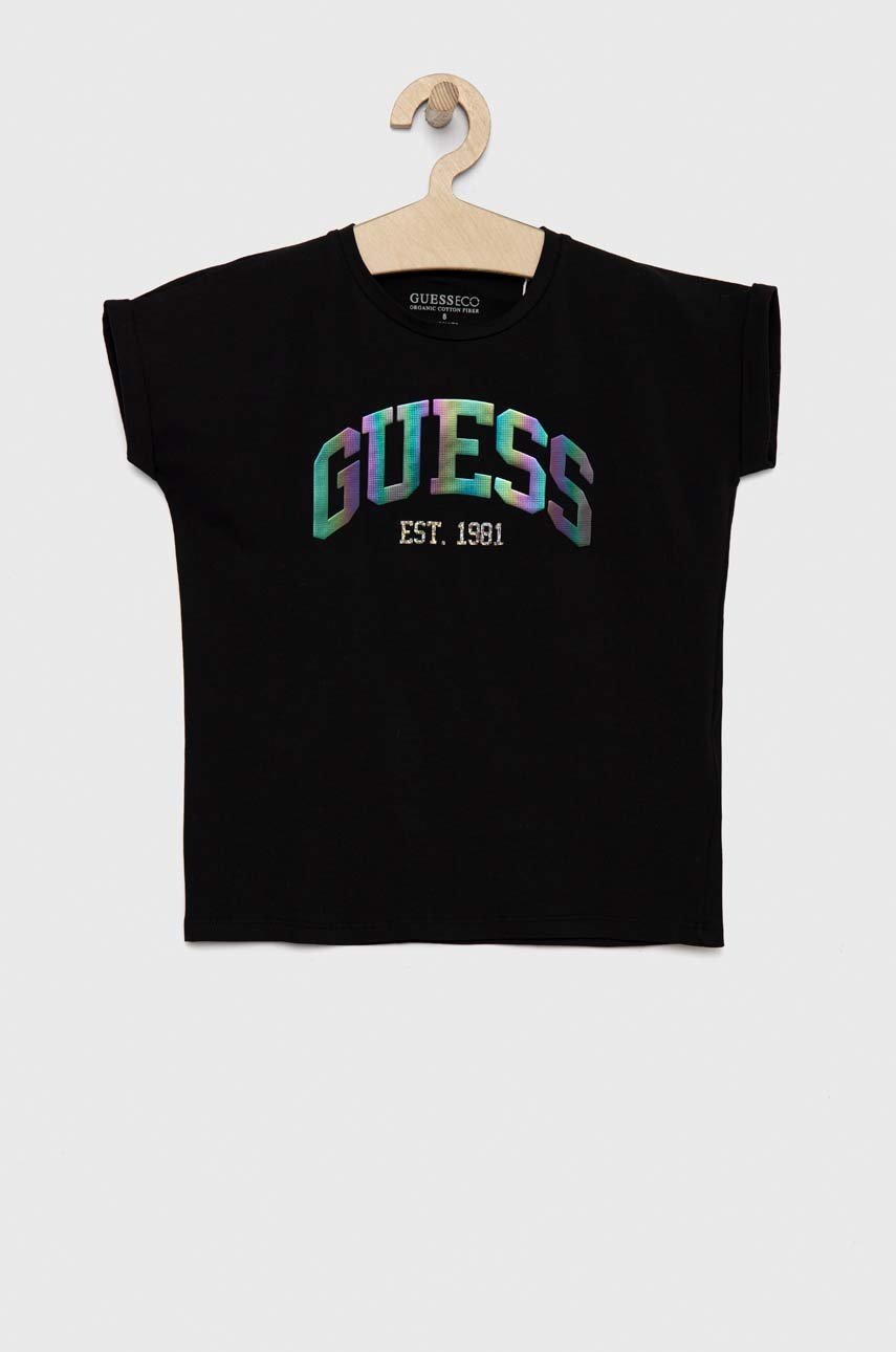 

Дитяча футболка Guess колір чорний
