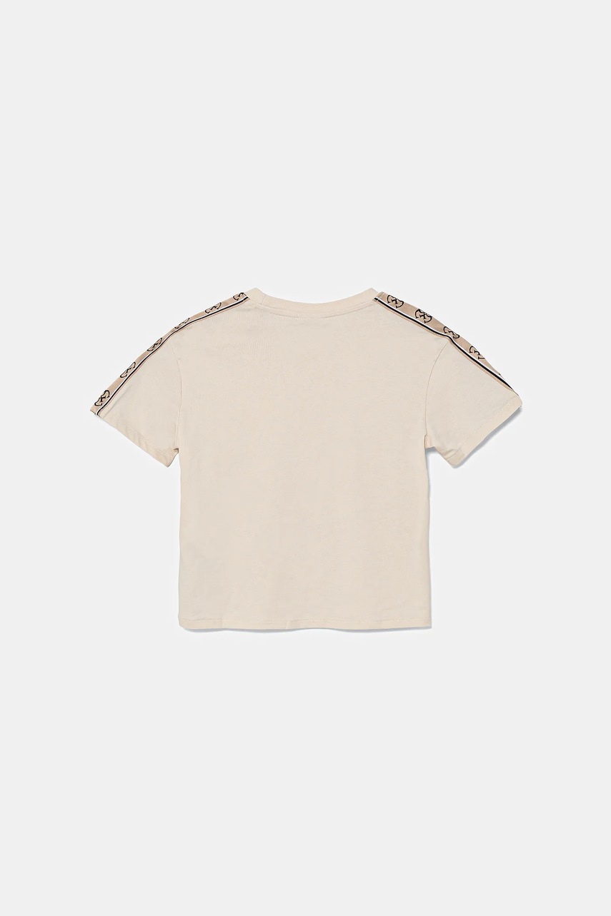 Детская хлопковая футболка Guess цвет бежевый