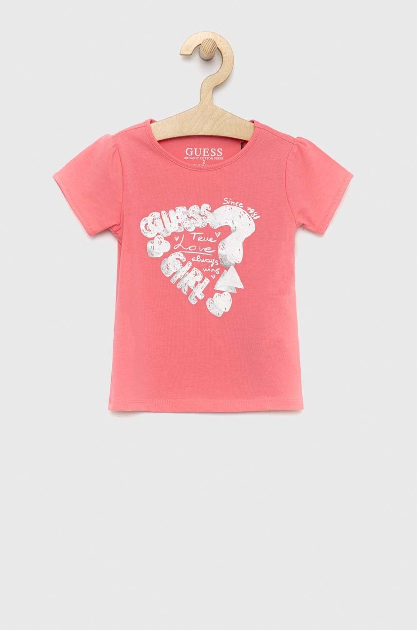

Детска тениска Guess в розово, Розов
