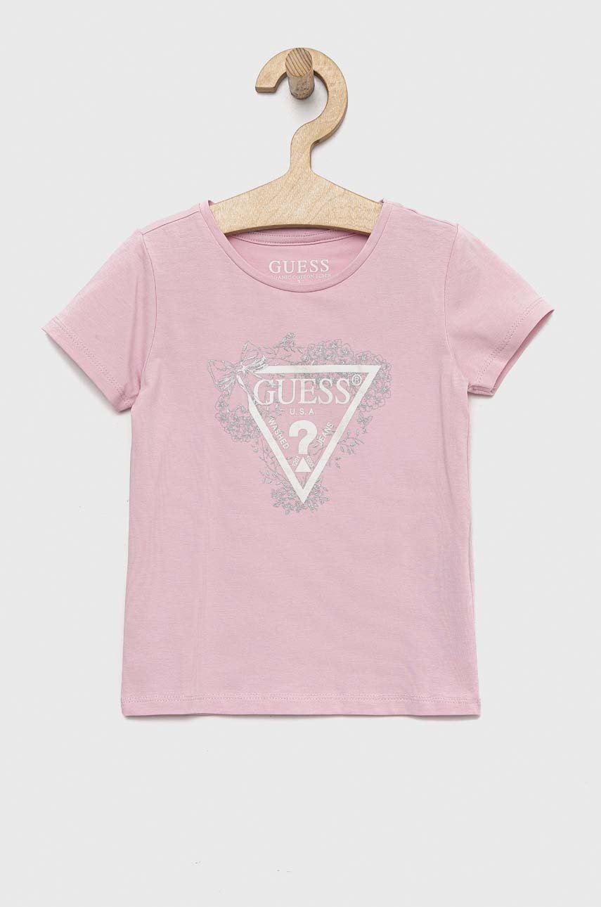 

Дитяча футболка Guess колір рожевий