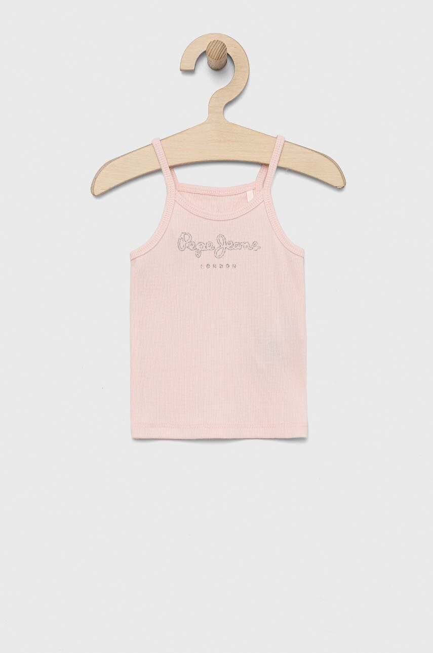 E-shop Dětský bavlněný top Pepe Jeans růžová barva
