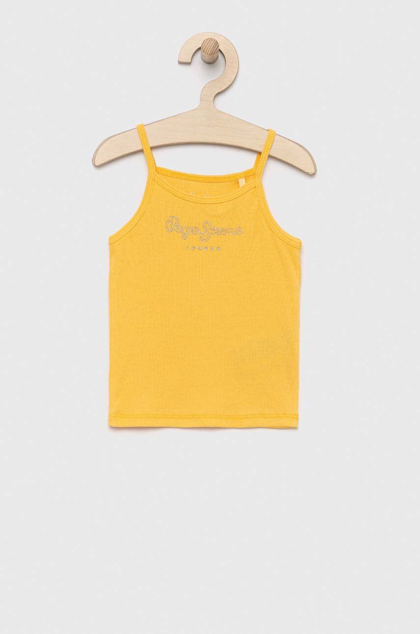 E-shop Dětský bavlněný top Pepe Jeans žlutá barva