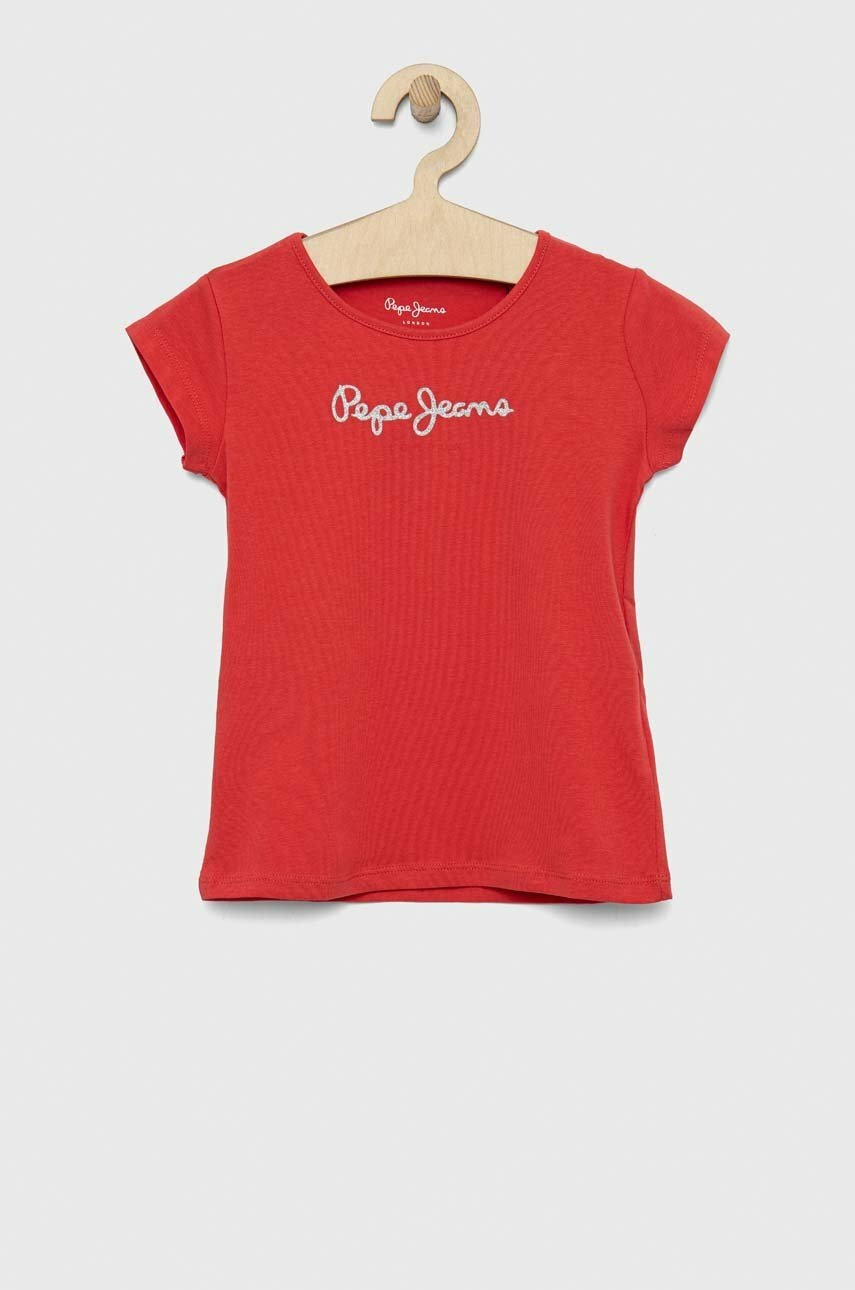 Pepe Jeans tricou copii Culoarea rosu