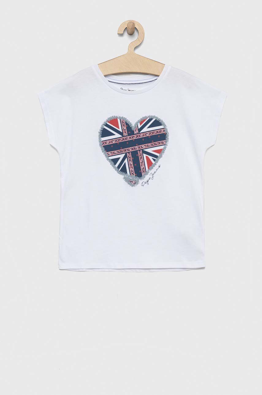 E-shop Dětské bavlněné tričko Pepe Jeans bílá barva