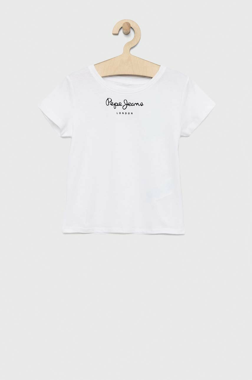 Pepe Jeans tricou de bumbac pentru copii Culoarea alb