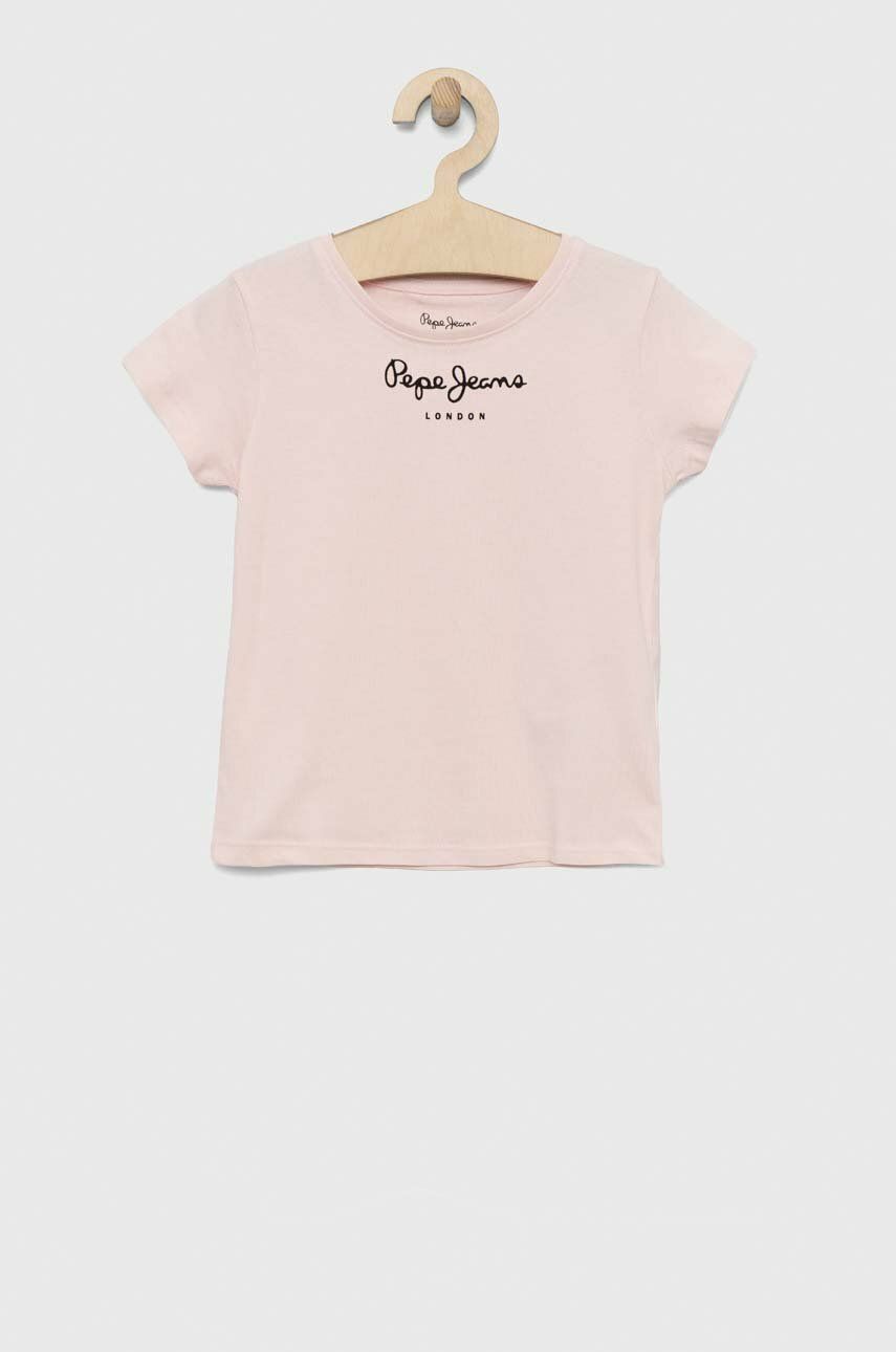 Levně Dětské bavlněné tričko Pepe Jeans Růžová barva