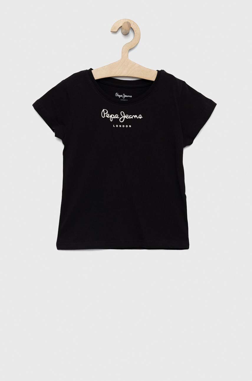 E-shop Dětské bavlněné tričko Pepe Jeans Černá barva