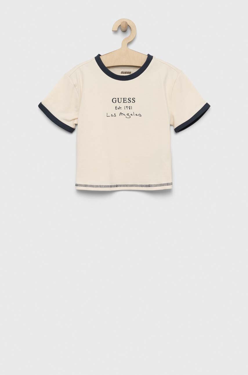 

Дитяча футболка Guess колір бежевий