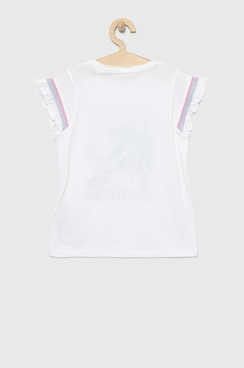 Детская хлопковая футболка Guess цвет белый Детская хлопковая футболка Guess цвет белый