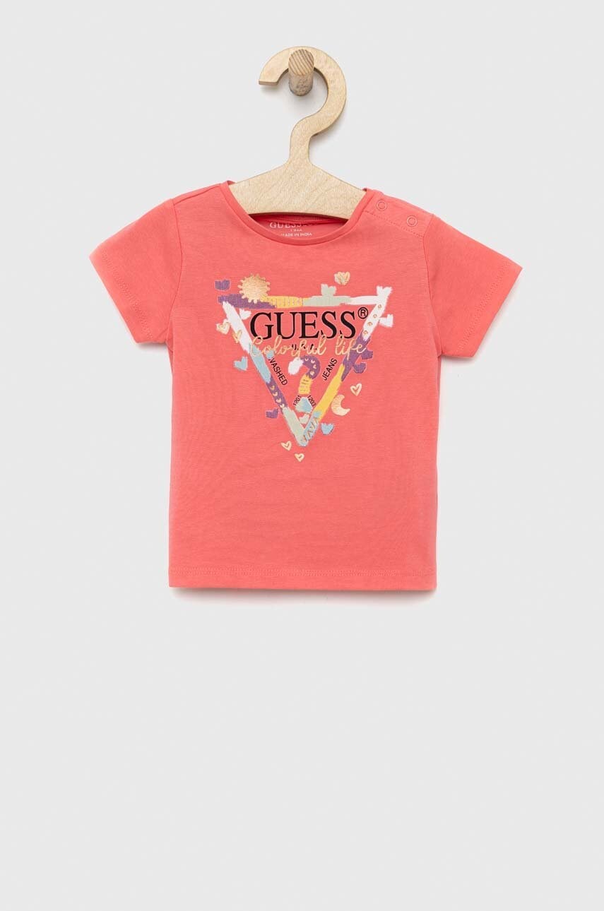 

Бебешка тениска Guess в розово, Розов
