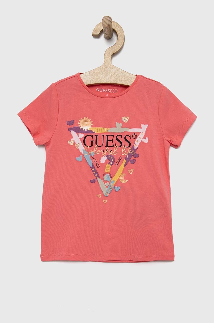 

Детска тениска Guess в розово, Розов