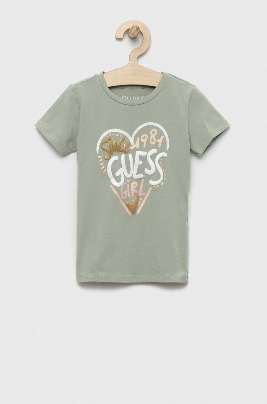 

Дитяча футболка Guess колір зелений