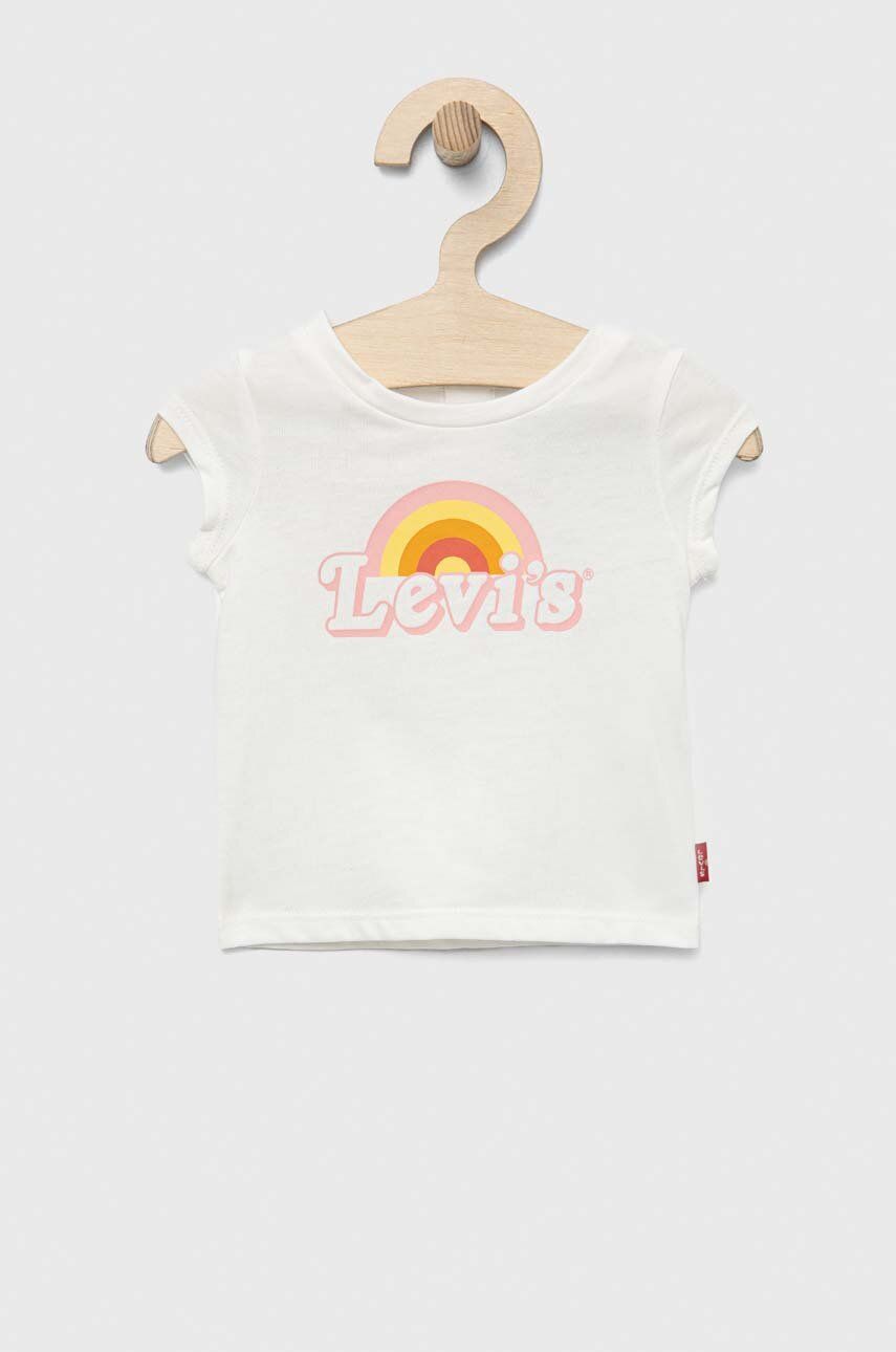 Levně Bavlněné dětské tričko Levi's bílá barva