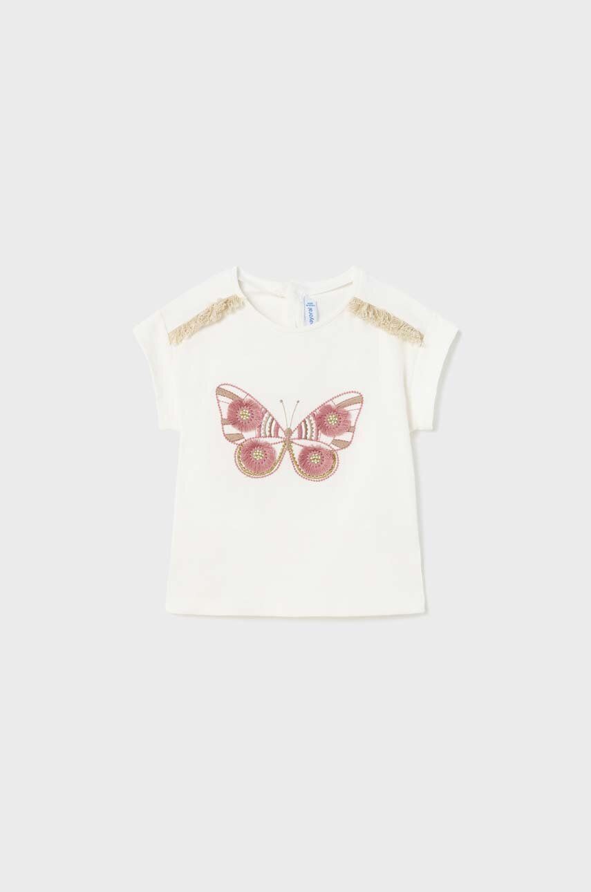E-shop Bavlněné dětské tričko Mayoral béžová barva