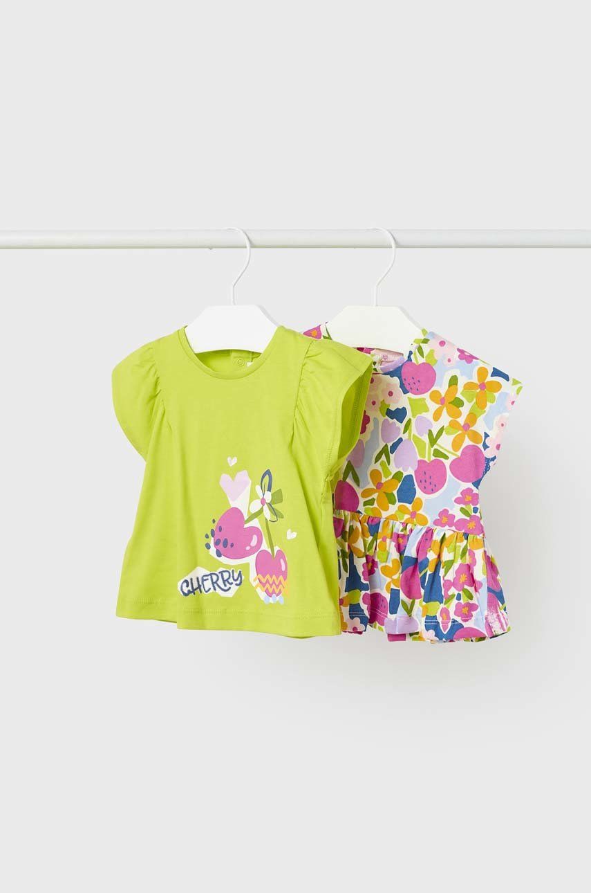 Bavlněné dětské tričko Mayoral 2-pack zelená barva - zelená -  100 % Bavlna