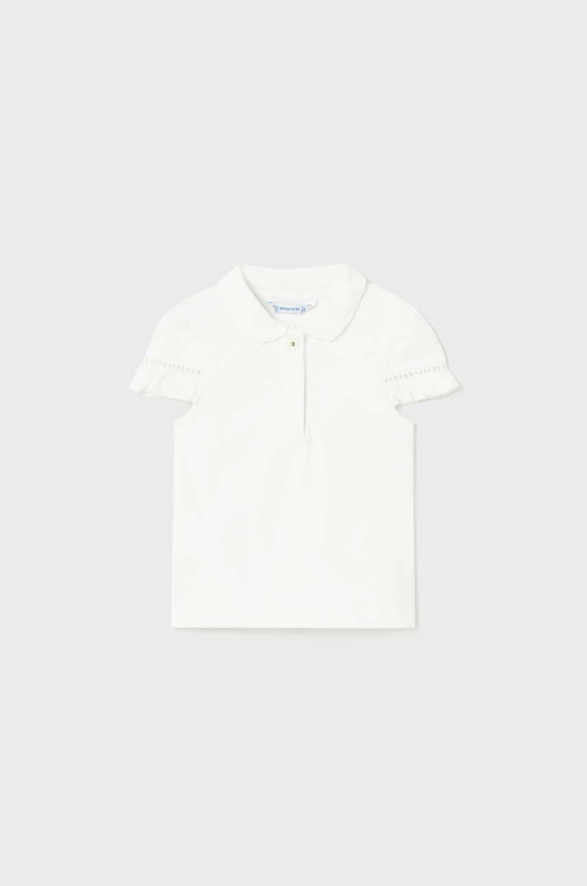 Kojenecké tričko Mayoral bílá barva, s límečkem - bílá -  95 % Bavlna