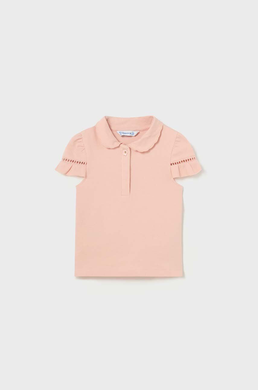 Levně Kojenecké tričko Mayoral růžová barva, s límečkem