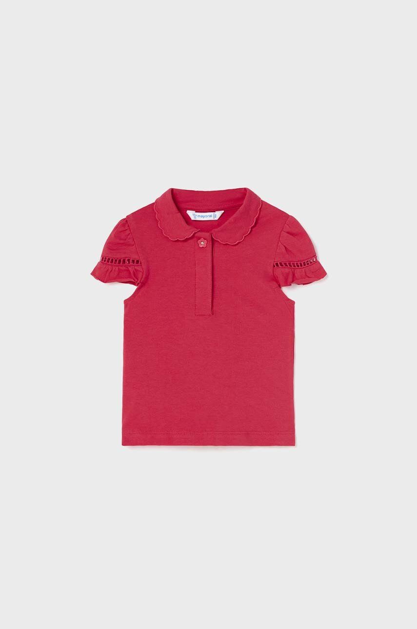Kojenecké tričko Mayoral červená barva, s límečkem - červená -  95 % Bavlna