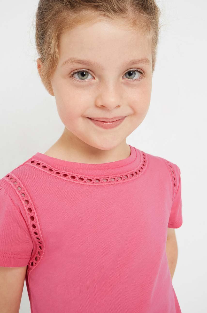 Levně Dětské bavlněné tričko Mayoral růžová barva