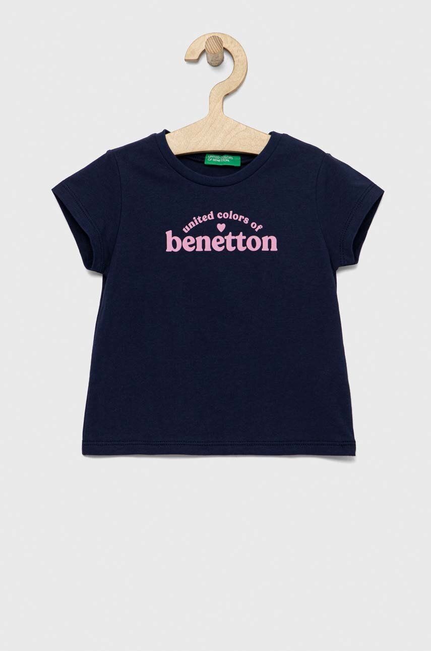 United Colors of Benetton tricou de bumbac pentru copii culoarea albastru marin