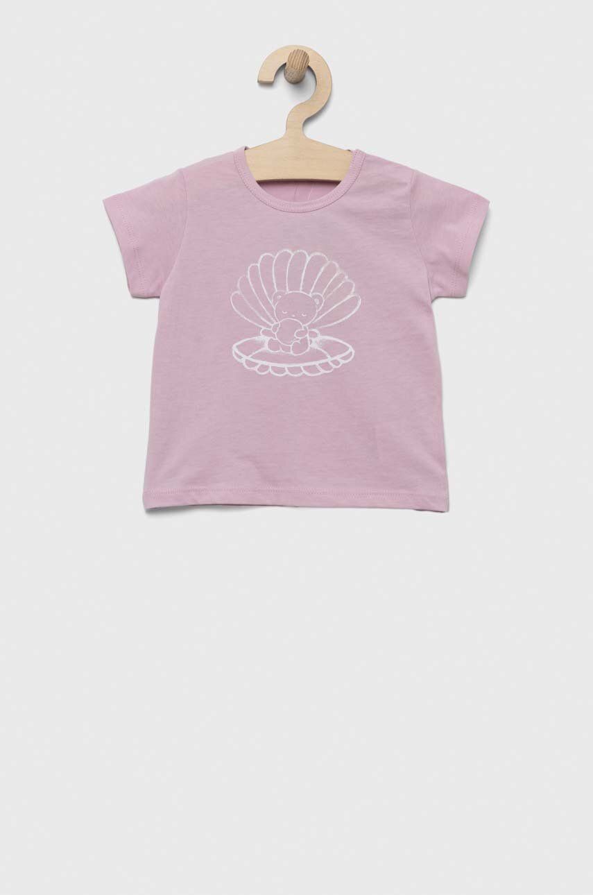 E-shop Bavlněné dětské tričko United Colors of Benetton růžová barva