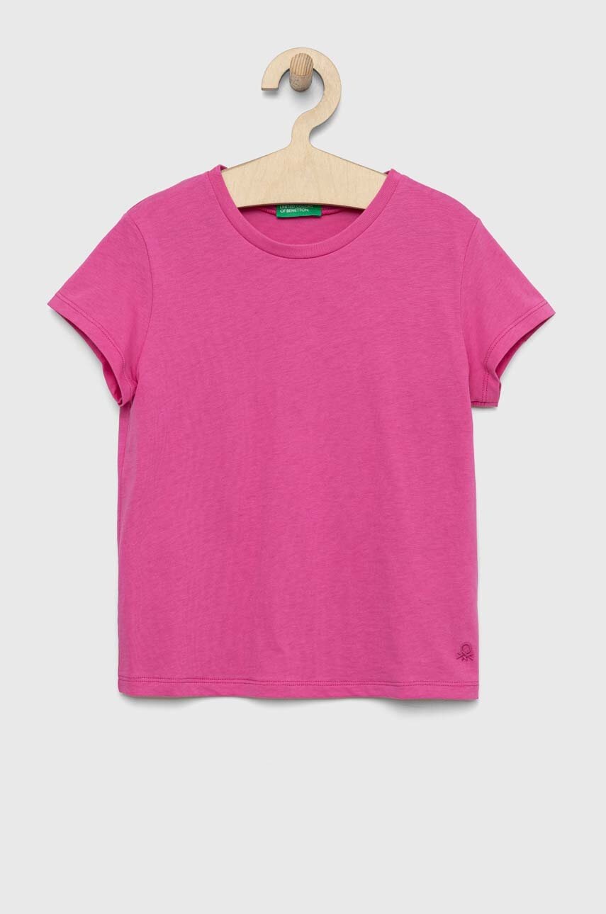 

Детская хлопковая футболка United Colors of Benetton цвет фиолетовый