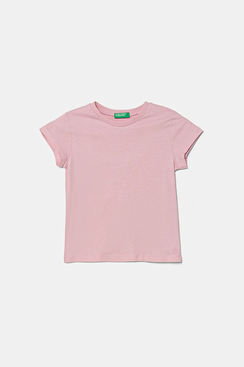 United Colors of Benetton tricou de bumbac pentru copii culoarea roz, 3I1XG106Y United Colors of Benetton tricou de bumbac pentru copii culoarea roz, 3I1XG106Y