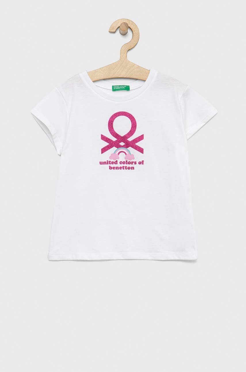

Детска памучна тениска United Colors of Benetton в бяло, Бял