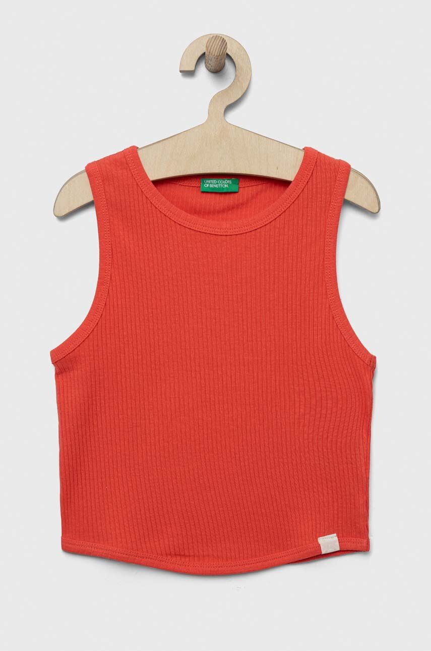 Dětský bavlněný top United Colors of Benetton červená barva - červená -  100 % Bavlna