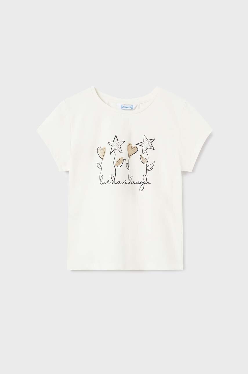 Детская хлопковая футболка Mayoral цвет бежевый Детская хлопковая футболка Mayoral цвет бежевый