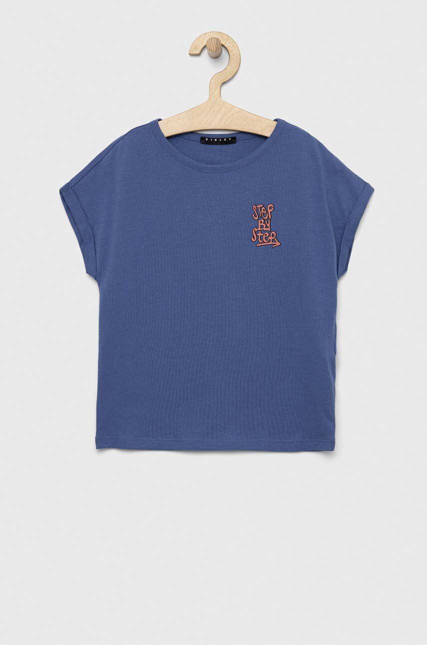 Dětské bavlněné tričko Sisley fialová barva - fialová -  100 % Bavlna