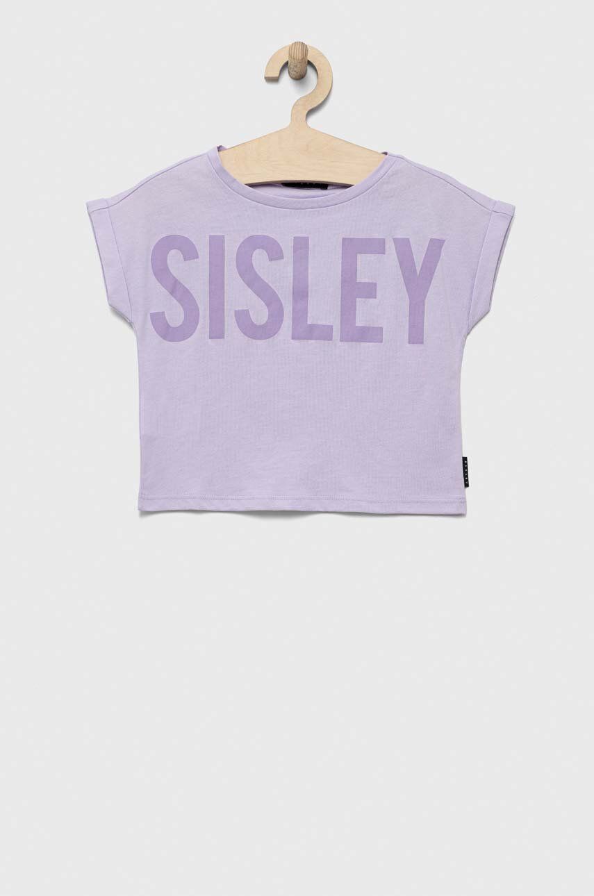 Sisley tricou de bumbac pentru copii culoarea violet