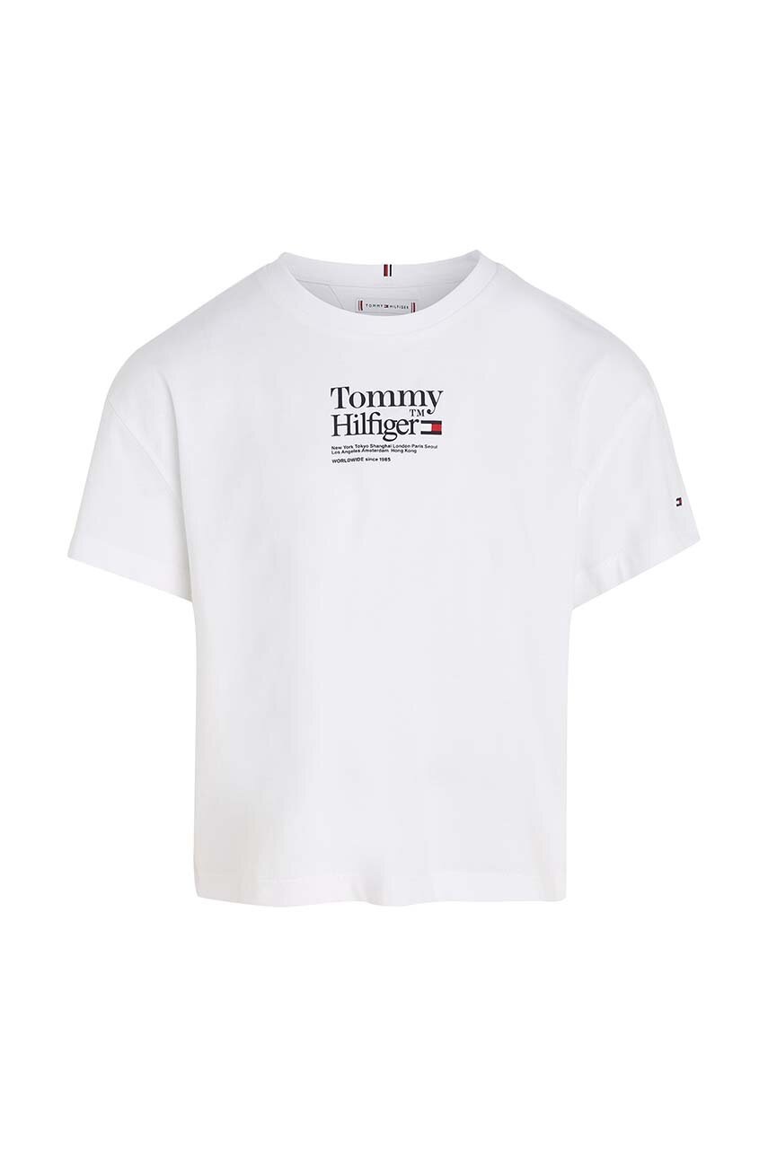 

Детская хлопковая футболка Tommy Hilfiger цвет белый