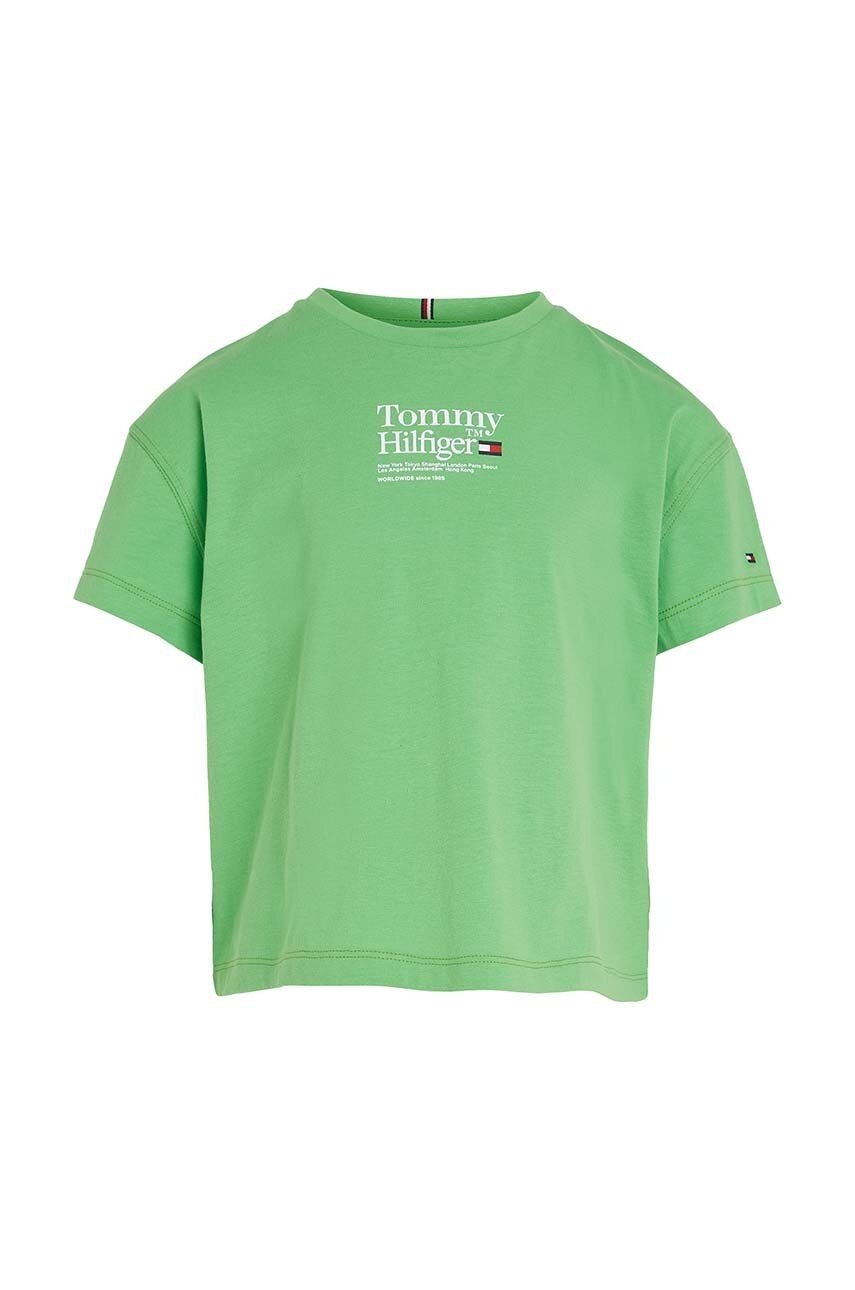 

Детская хлопковая футболка Tommy Hilfiger цвет зелёный