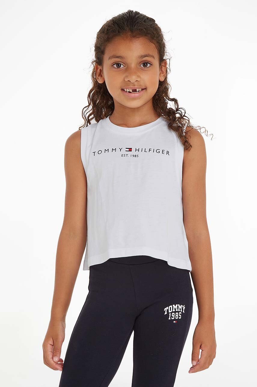 

Детски памучен топ Tommy Hilfiger в бяло, Бял