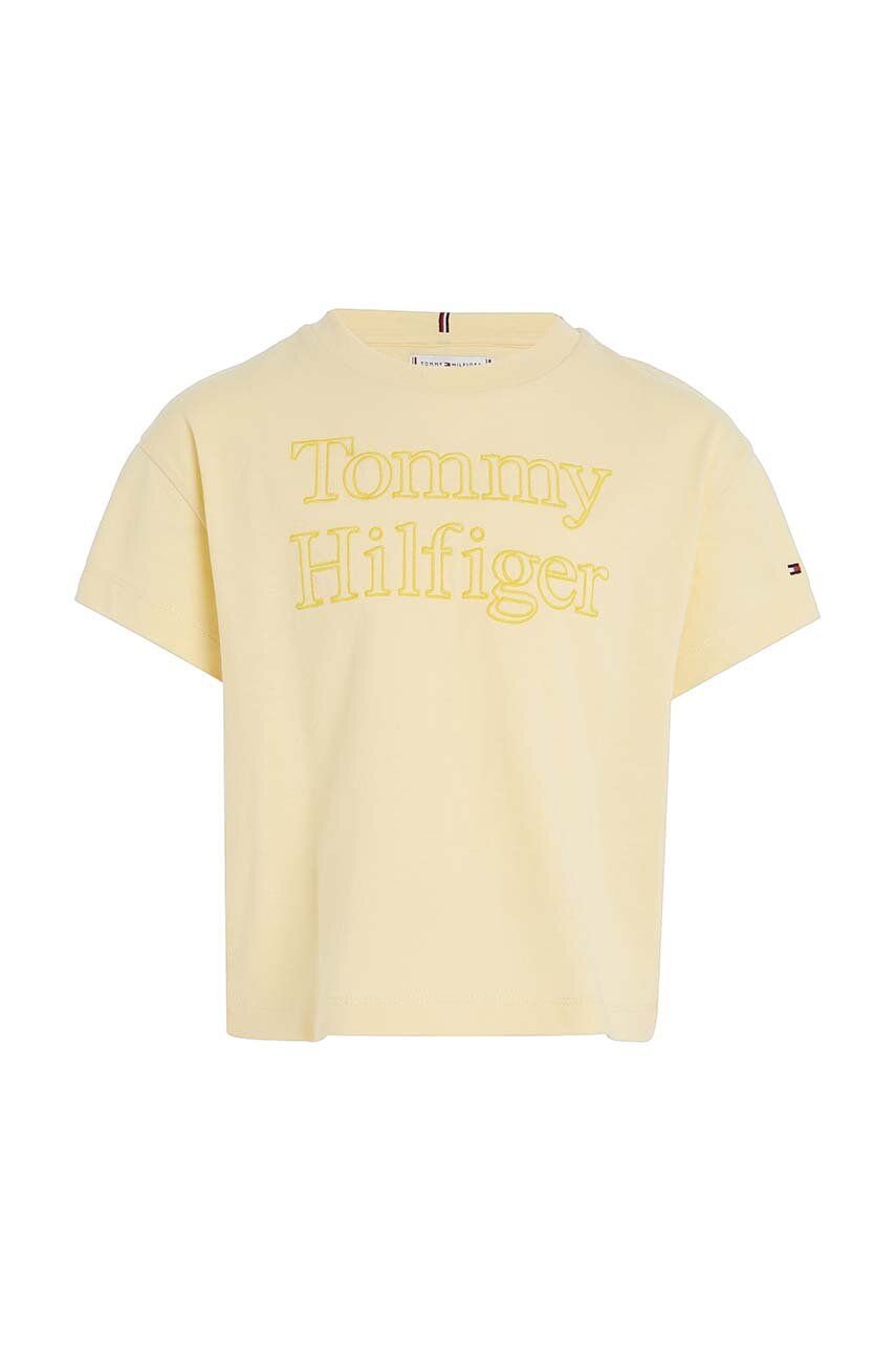 Dětské tričko Tommy Hilfiger žlutá barva - žlutá -  50 % Bavlna