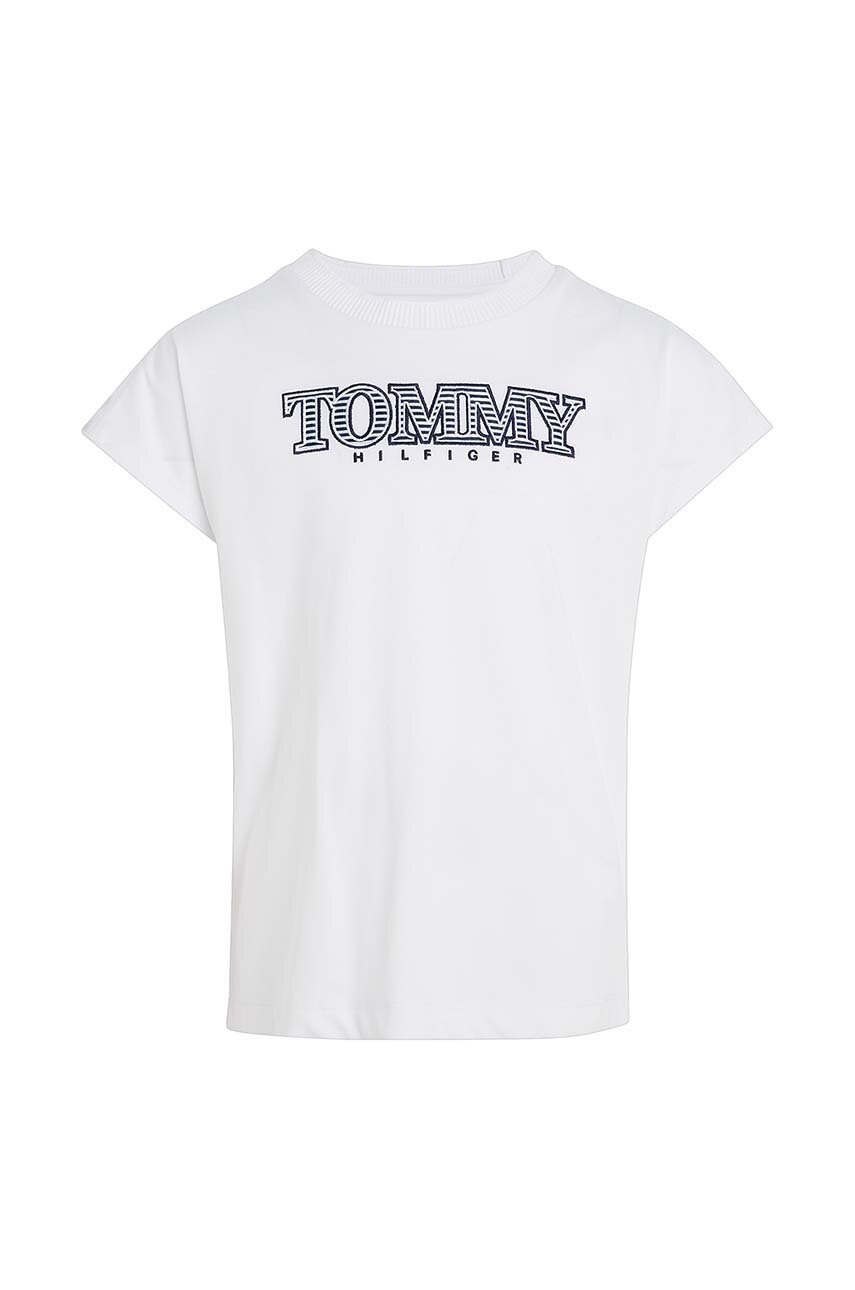 

Детская хлопковая футболка Tommy Hilfiger цвет белый