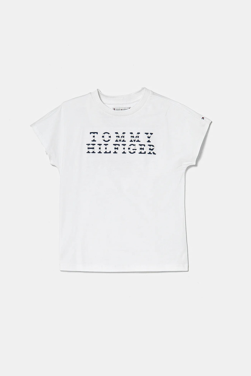 

Детска памучна тениска Tommy Hilfiger в бяло, Бял