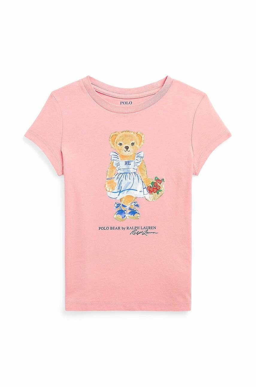 

Детская хлопковая футболка Polo Ralph Lauren цвет розовый
