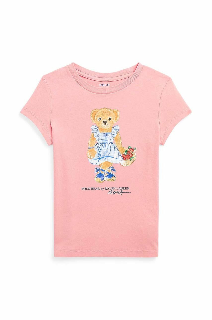 

Детская хлопковая футболка Polo Ralph Lauren цвет розовый