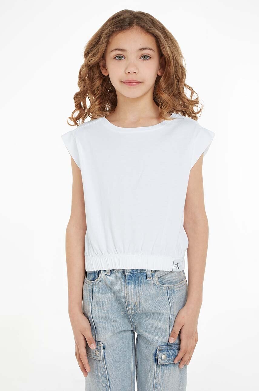 

Детски памучен топ Calvin Klein Jeans в бяло, Бял