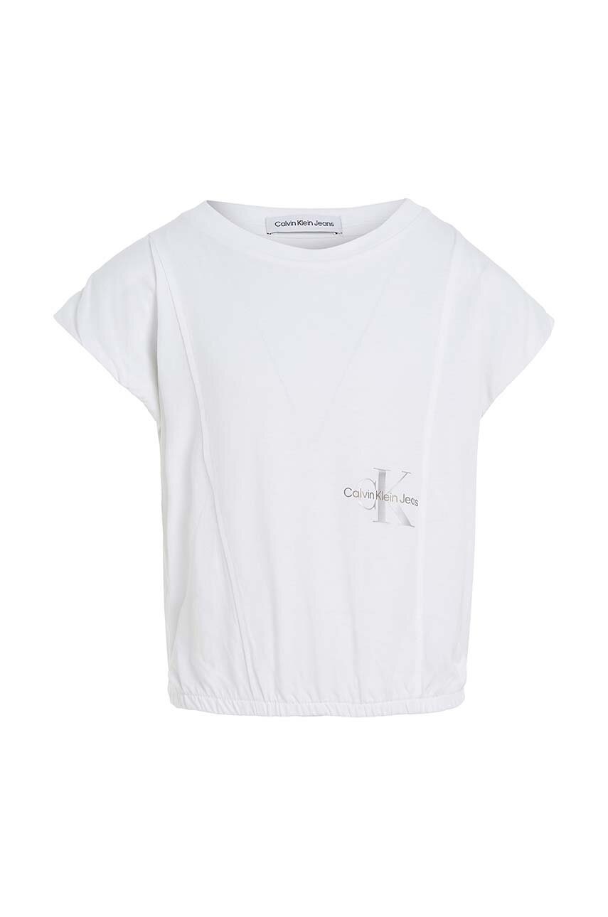 Детская хлопковая футболка Calvin Klein Jeans цвет белый