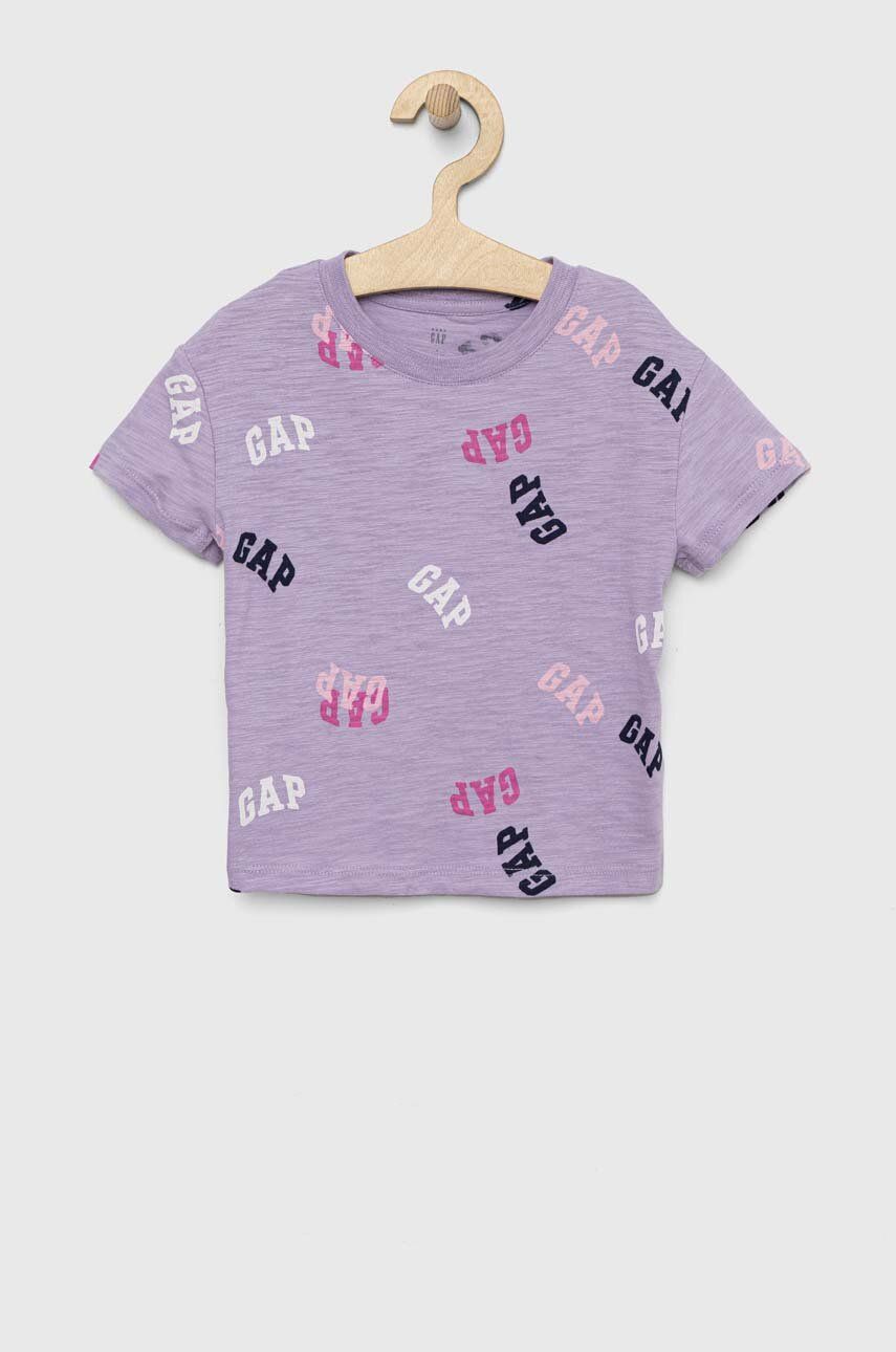 Gap GAP t-shirt bawełniany dziecięcy kolor fioletowy