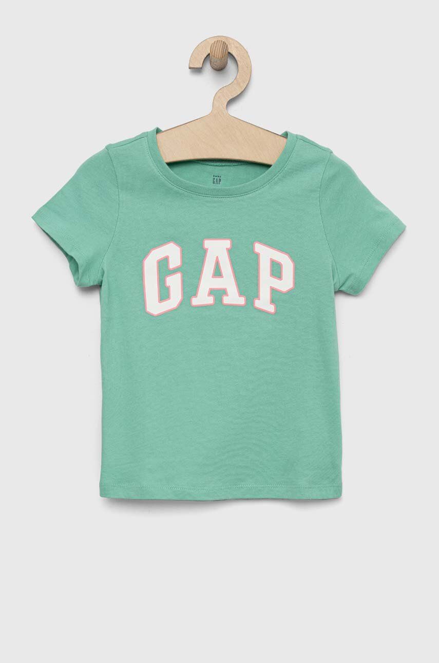 Dětské bavlněné tričko GAP zelená barva - zelená -  100 % Bavlna