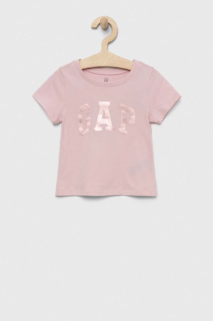 

Детска памучна тениска GAP в розово, Розов