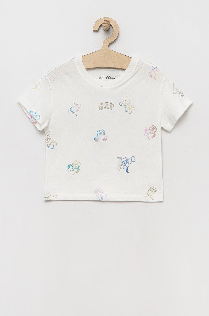 Dětské bavlněné tričko GAP x Disney bílá barva - bílá -  100 % Bavlna