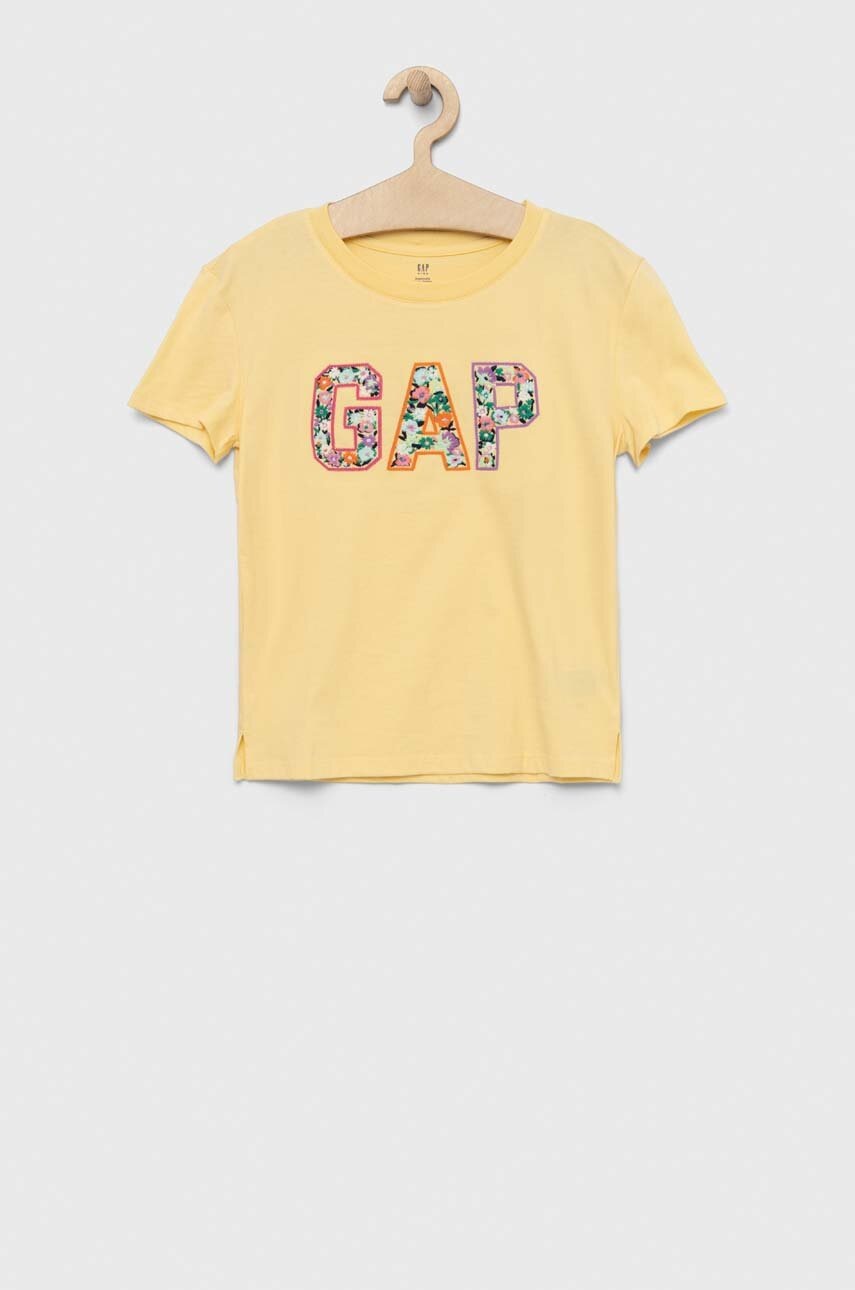 

Детска памучна тениска GAP в жълто, Жълт