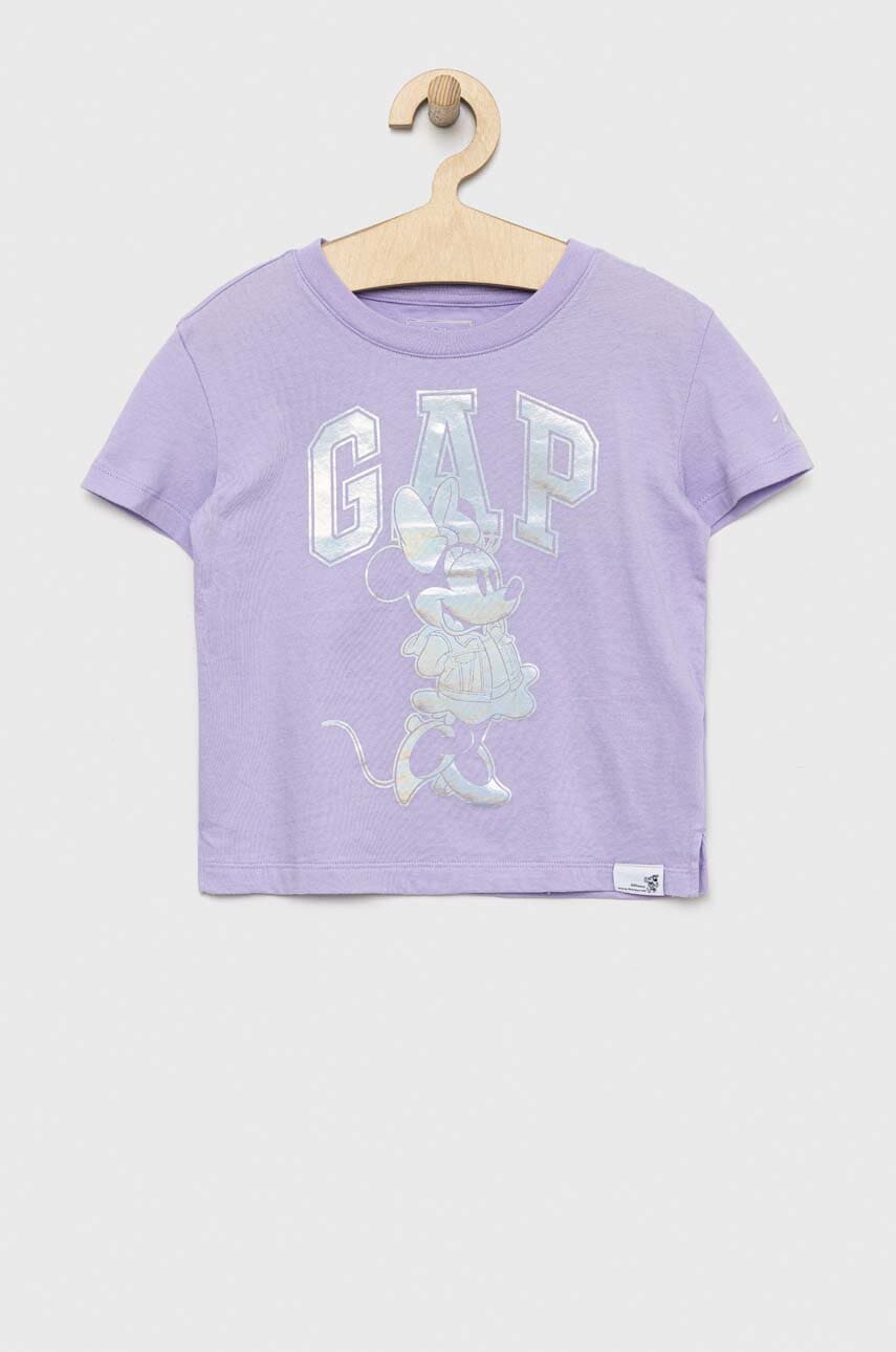 GAP tricou de bumbac pentru copii x Disney culoarea violet