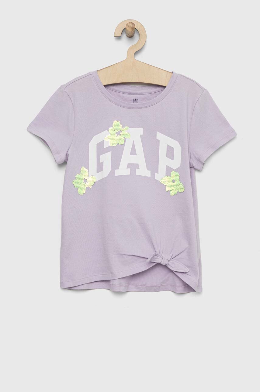 

Детска памучна тениска GAP в лилаво, Виолетов