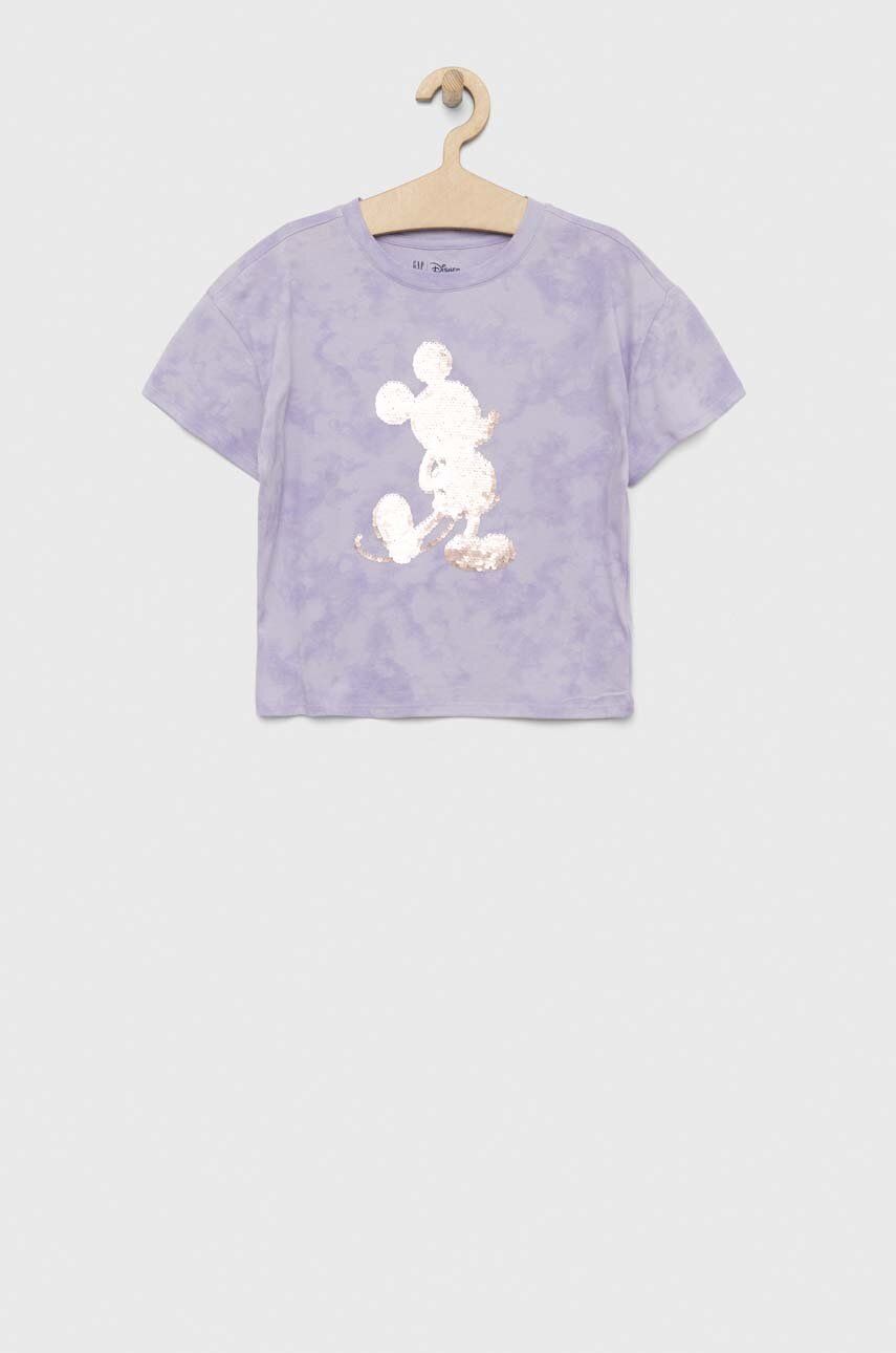 E-shop Dětské bavlněné tričko GAP x Myszka Miki fialová barva